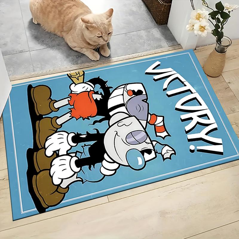 1Pc Cuphead Mugman Adventure Carpet Rug Customizable Soft Washable Antislip Home Living Room Sofa Mats Personalized Rug 0917249