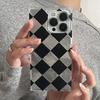 Black Checkered Grid Women Girls Phone Case for Iphone 17 Air 16 15 14 7 8 Plus 13 11 12 Pro Max X XS XR SE 2022 2020 16e Cover