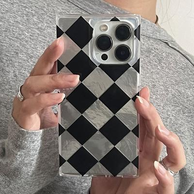 Черный клетчатый чехол для телефона для женщин и девушек для iPhone 17 Air 16 15 14 7 8 Plus 13 11 12 Pro Max X XS XR SE 2022 2020 16e