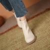 Модные ботильоны на платформе женские 2024 зима всесезонные с круглым носком эластичные женские туфли на толстой подошве средней высоты осенние ботинки на платформе и каблуках