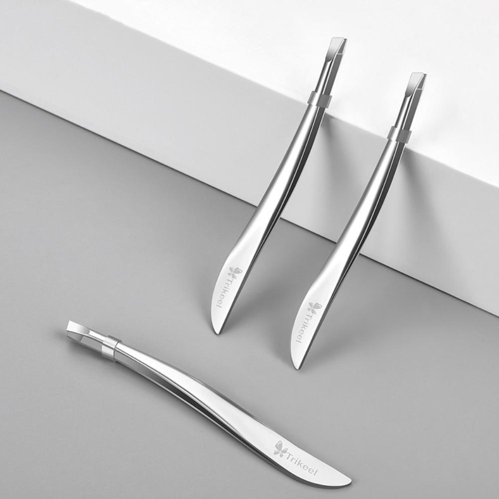 Нержавеющие скошенные зажимы для бровей, не оставляющие отпечатков пальцев, пинцет для удаления тонких волосков, инструмент для макияжа