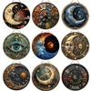 1pc 2d Flat Round Wooden Sign - 20cm Art Sun and Moon Decorative Plate Entrance Gift Mask Theme for Bar Club Home Room Wall Decor