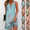 Women's Casual Dress Tank Dress Floral Button Print V Neck Mini Dress Active Fashion Outdoor Street Sleeveless Loose Fit Summer