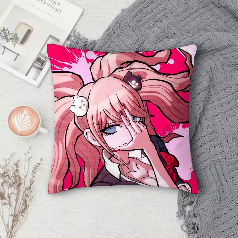 Квадратная декоративная наволочка с двусторонней печатью Danganronpa для дивана, гостиной, домашнего декора