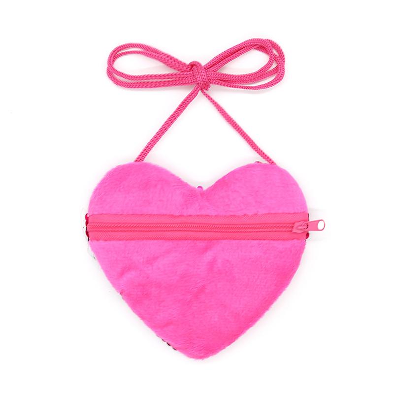 Kids Girls Heart Shaped Messenger Bag Shiny Fish Scale Styling Bag