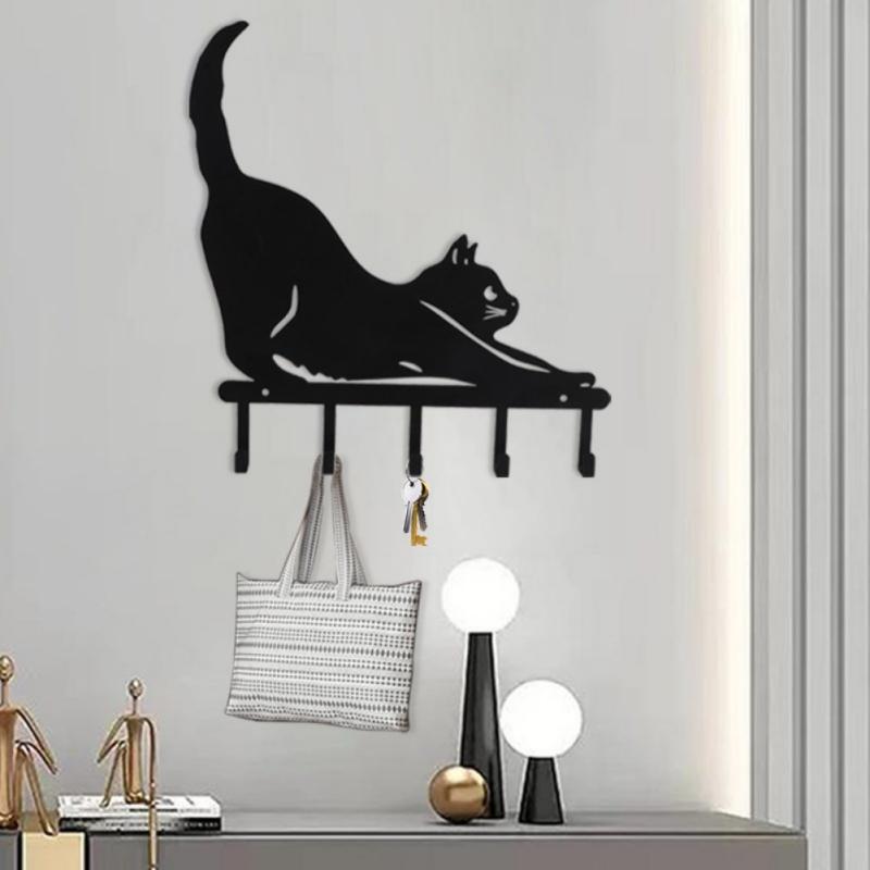 Simple Wrought Iron Cartoon Cute Cat Hook Hanging Hook Home Clothes Storage Hook