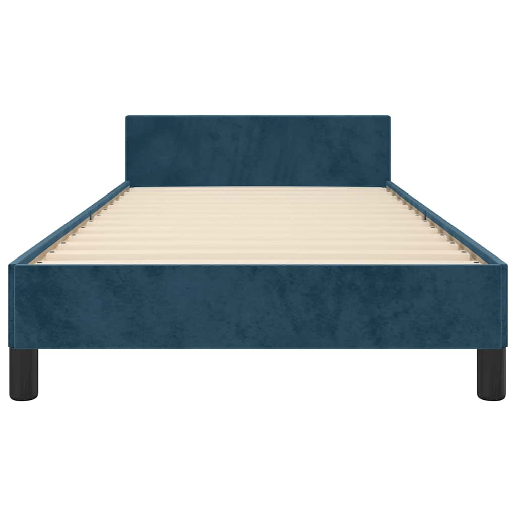 Bed Frame without Mattress Dark Blue 90 x 190 cm Velvet