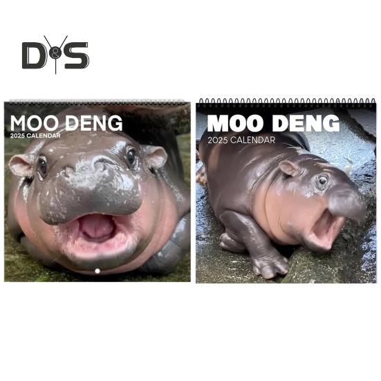 Настенный календарь с изображением бегемота 2025 года, ежемесячный календарь с изображениями карликового бегемота, подвесной календарь с изображением бегемота, подарок для семьи, друзей, любителей животных