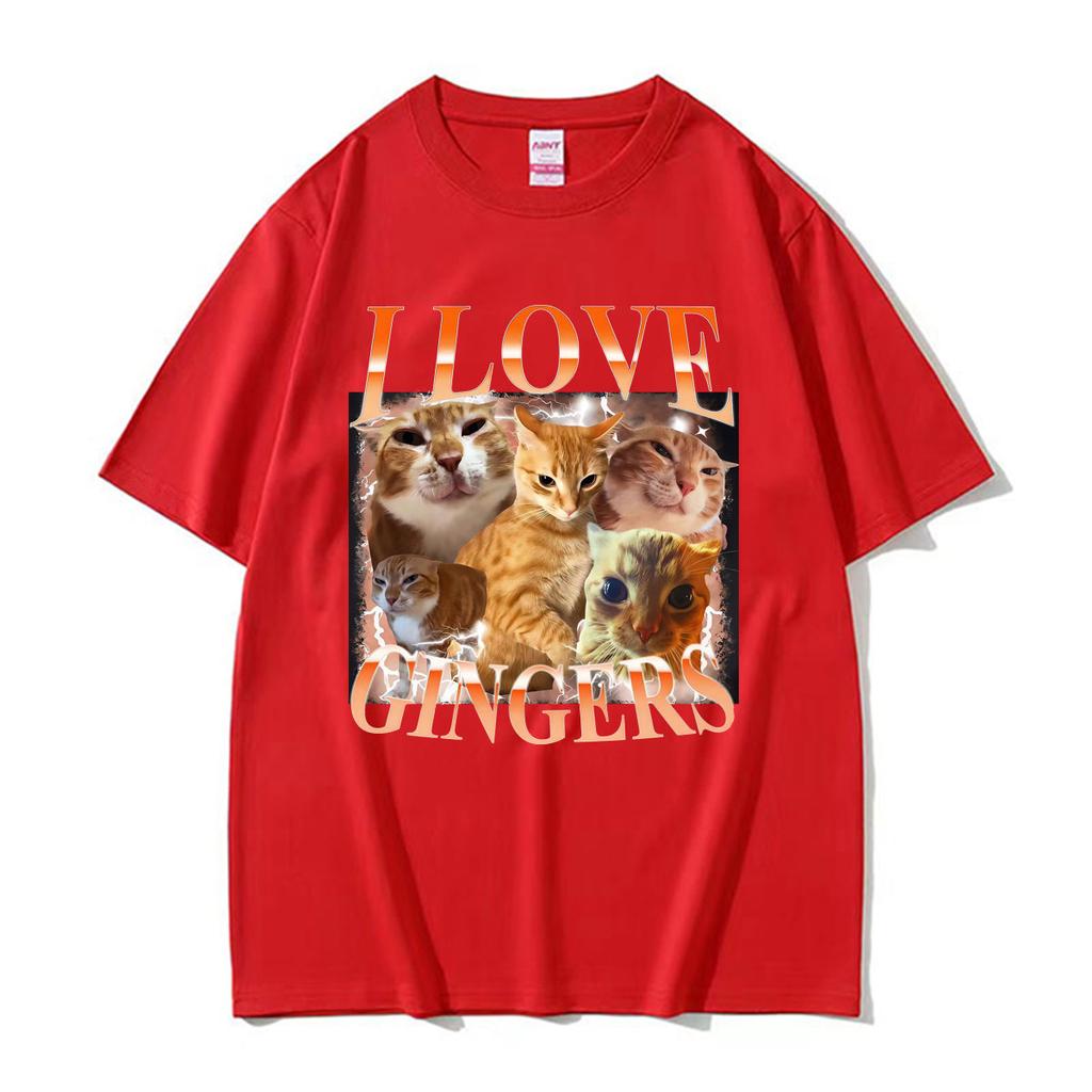 I Love Gingers Orange Cat Vintage 90s Graphic T Shirt Unisex Unisex Clothing Fashion Comfort Short Sleeves Loose Tshirts Streetwear