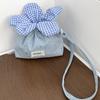 Bundle Pocket Flower Drawstring Crossbody Bag Plaid Cute Canvas Shoulder Bag Korean Style Portable Sparkly Star Flower Bag