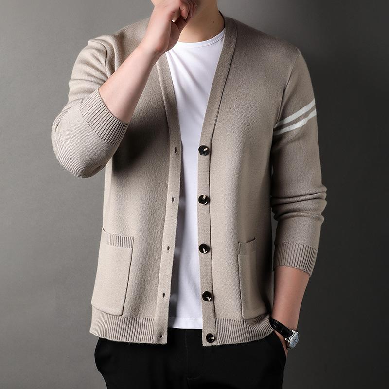 Autumn Men's Cardigan Knitted Jacket Young and Middle-aged Men's Loose Sweater Large Size Sweater Jacket