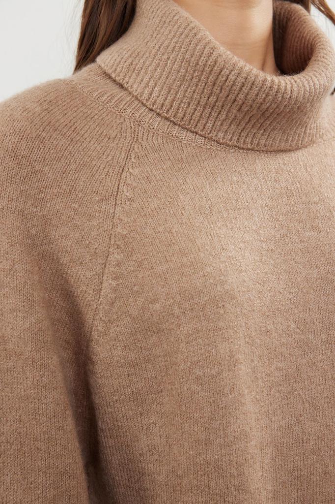 Women's Fashionable Stylish Sweater Mink Soft Textured Turtleneck Wide Fit Knitwear Sweater