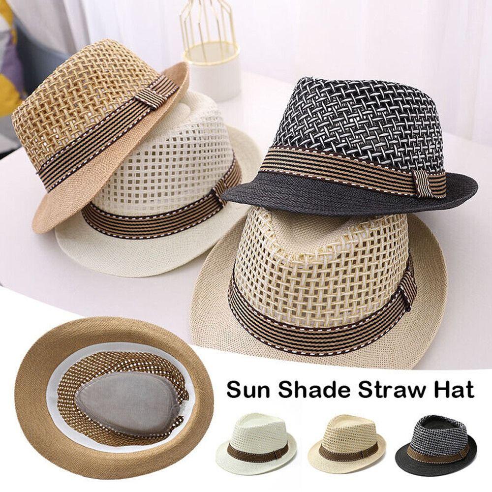 Short Brim Sun Cap Breathable Floral Hat Outdoor Straw Fedora Hat  Summer