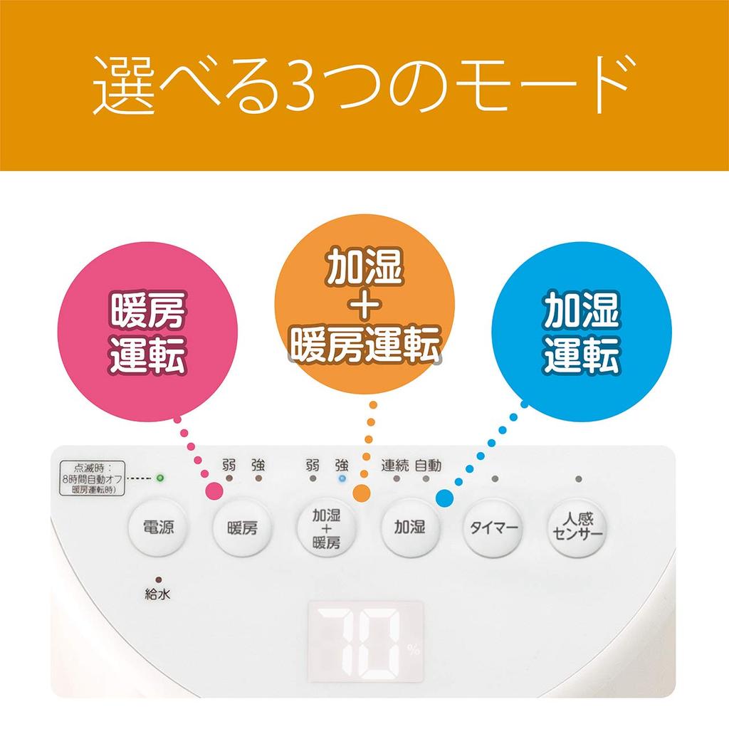 Koizumi Heater Ceramic Fan Heater with Humidifying Function Human Sensor Antibacterial White 1100W KPH-1211/W 1)