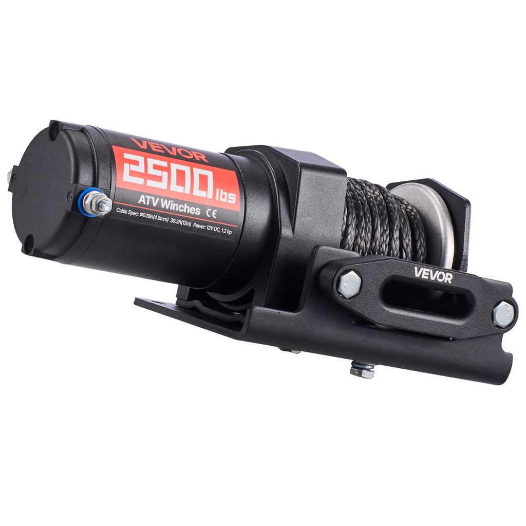 VEVOR 1134 kg Electric Winch, 12V DC ATV/UTV Winch with diameter 4.8 mm x 12 m Synthetic Rope & Wired Remote Control, IP55 Waterproof