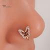 1 шт. U-образное накладное кольцо в носу в форме бабочки, шпилька для носа, блестящие стразы, инкрустированные непирсингом, зажим для носа, ювелирное изделие, подарок