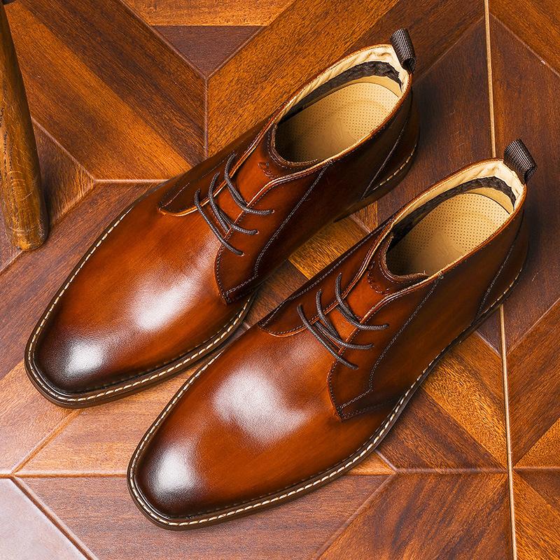 Мужские кожаные ботинки Кожаные туфли Мужские ботинки Мужская обувь на шнуровке Мужские ботинки Большие размеры Мужские ботинки Martin Верх из коровьей кожи