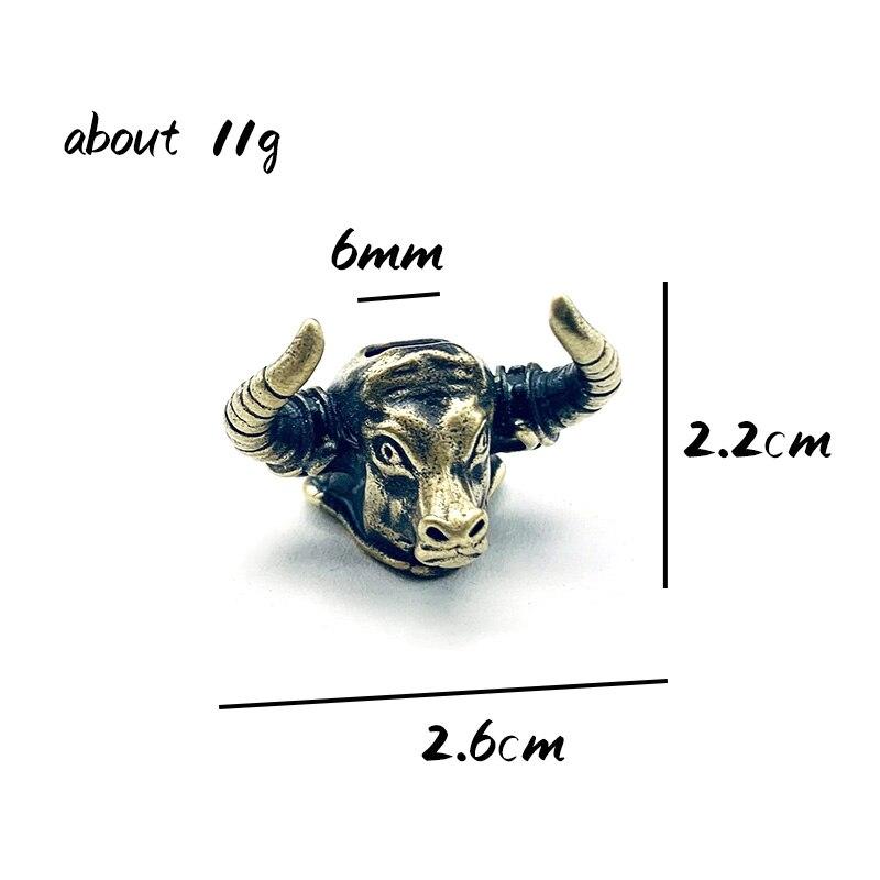 Латунный бычий рог, самурайский нож, бусины, кулон, EDC, уличный зонтик, веревка, брелок, ремешок, подвесные медные статуэтки, ювелирные изделия, DIY детали из паракорда