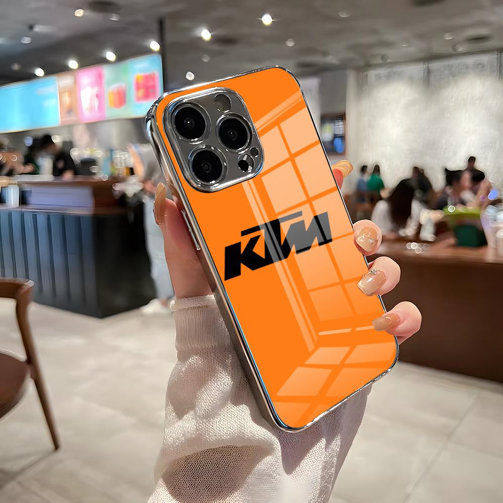 Чехол для телефона K-KTMES для гонок на мотоциклах для iPhone 17 Pro Max 15 Pro 16 14 Plus 12 13 Mini 11 Pro Ударопрочный Гальванизированное Стекло Co