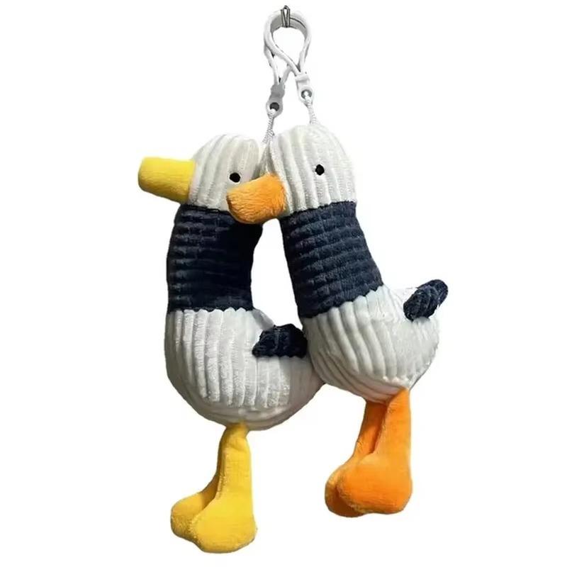 2Pcs Plush Cute Cartoon Duck Doll Keychain Refueling Duck Ugly Doll Backpack Pendant Small Travel Bag Gift Key Chain Accessories