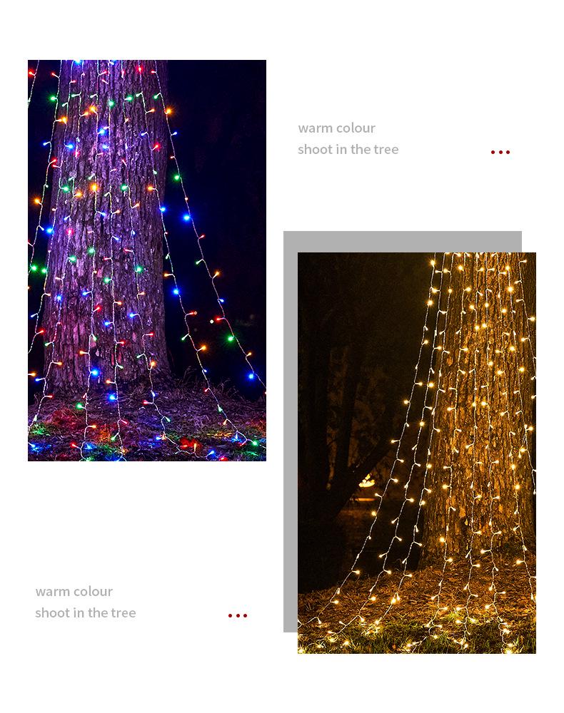 Солнечные гирлянды-водопады в виде пентаграмм для наружного украшения рождественской елки