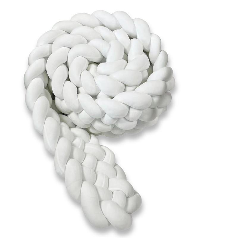 White Knotted Braid Crib Bumper Pillow for Kids