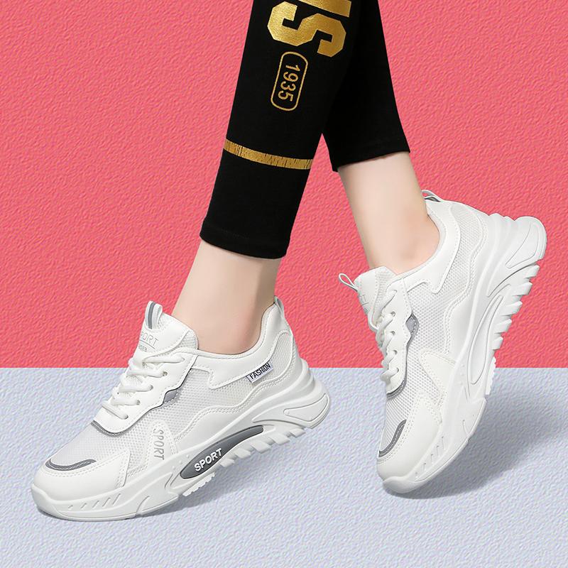 Женские модные повседневные кроссовки на шнуровке, легкие кроссовки с мягкой подошвой для женщин, толстая подошва, сетчатая дышащая спортивная обувь