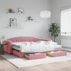 VidaXL Daybed with Trundle and Drawers Pink 90x200 Cm Velvet 3197376