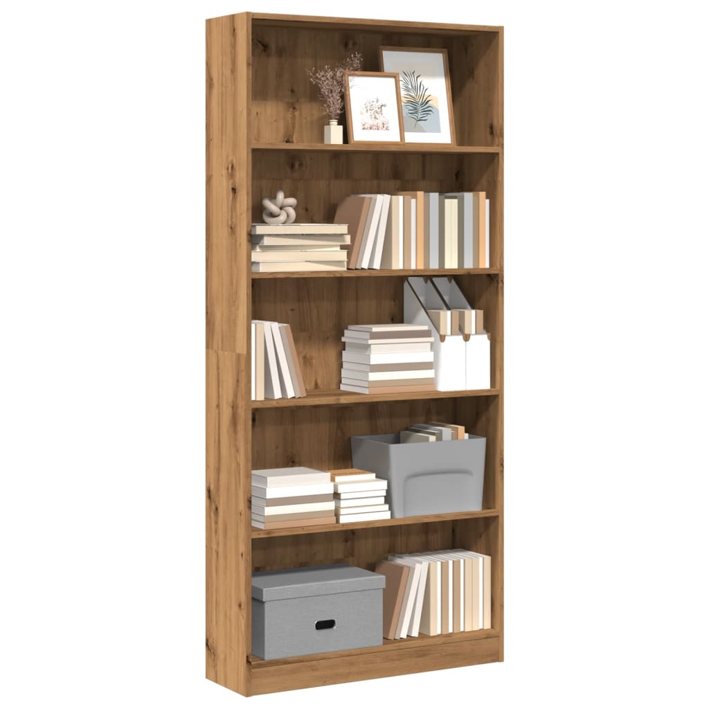 Artisan Oak Bookshelf 80 x 24 x 176 cm Engineered Wood