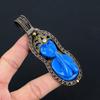 Синий молящийся женский драгоценный камень из чистой медной проволоки, завернутый в подвеску ручной работы, ювелирные изделия