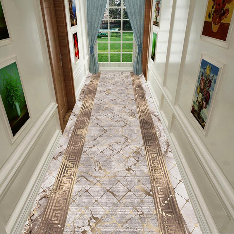 European Style Luxury Long Corridor Carpet Decoration Home Hall Runner Aisle Rugs Hotel Stair Passageway Non-slip Washable Mat
