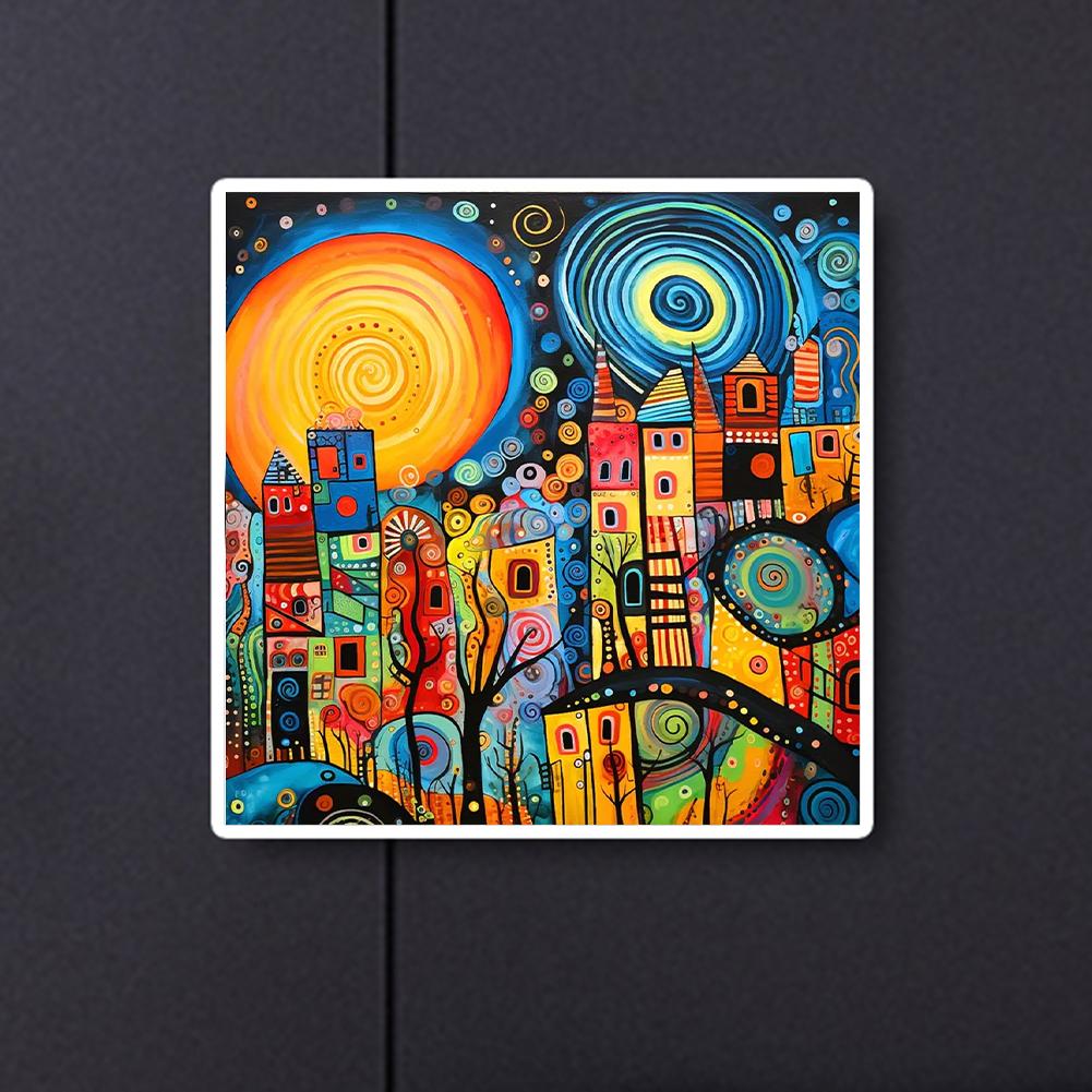 5D DIY Полная круглая дрель Алмазная картина Красочный дом Абстрактная серия Декор