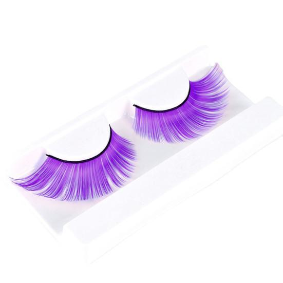 1 пара 3D цветных ресниц Мягкие пушистые ресницы из искусственного волокна 9 мм Наращивание ресниц с насыщенными цветами Хэллоуин Рождество Косплей Макияж Поддельный