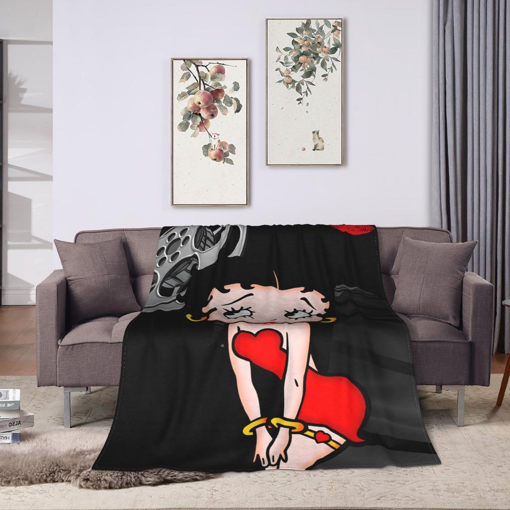 Warm Blanket Airplane Travel B-Bettys Boops Bedding Throws Flannel Bedspread For Home Decor Graphic Sofa Bed Cover