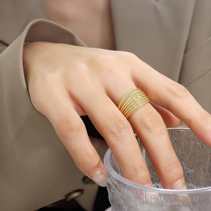 Квадратный сахар Многослойное полукруглое медное кольцо - Европейско-американский дизайн, Женская модная бижутерия