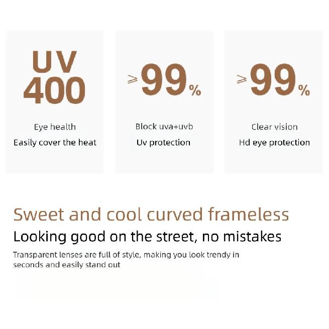 CAPONI New Rimless Women Cat Eye Glasses Fashion Outdoor Tourism and Vacation Titanium Original Design UV400 Sunglasses CP35051