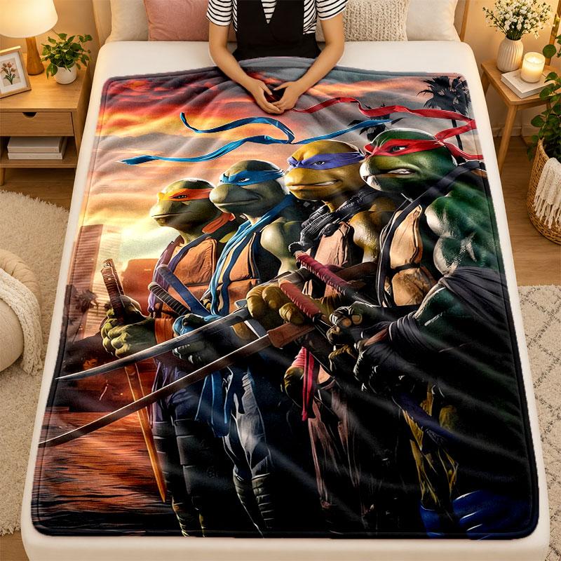 Flannel BlanketTeenage Mutant Ninja Turtles Warm Soft Throw Blanket for Indoor Sofa Bed Living Room Use