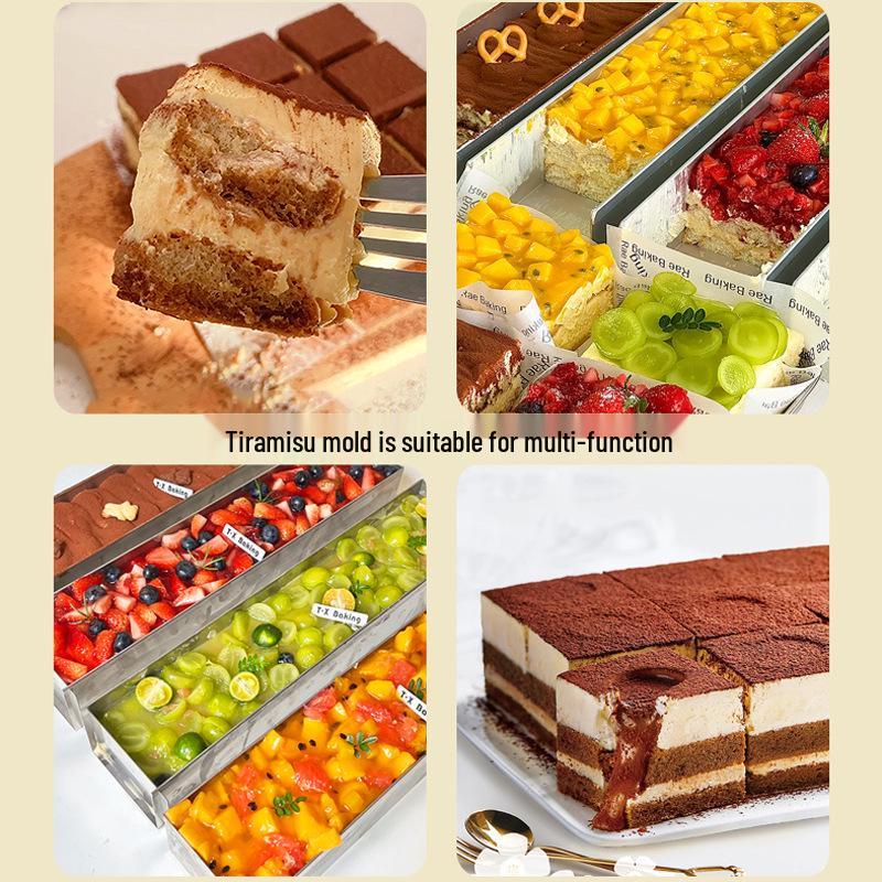 Прямоугольная алюминиевая форма для тирамису с крышкой - Форма для муссового торта и основание