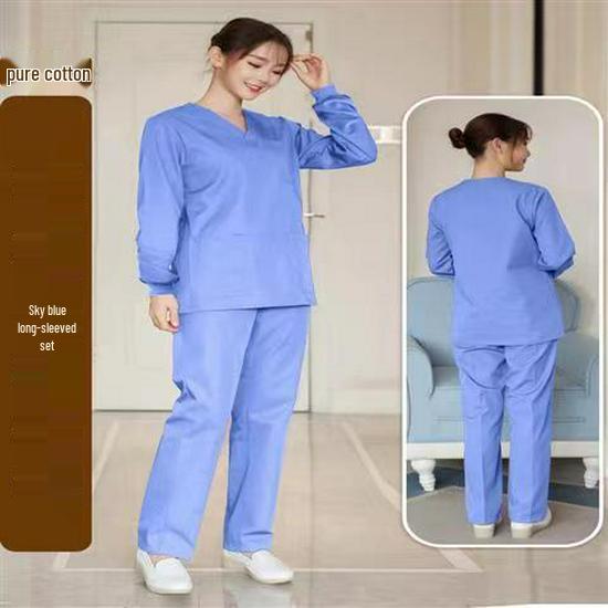 Женский хирургический костюм с длинным рукавом - Хлопковая униформа медсестры для медицинского персонала