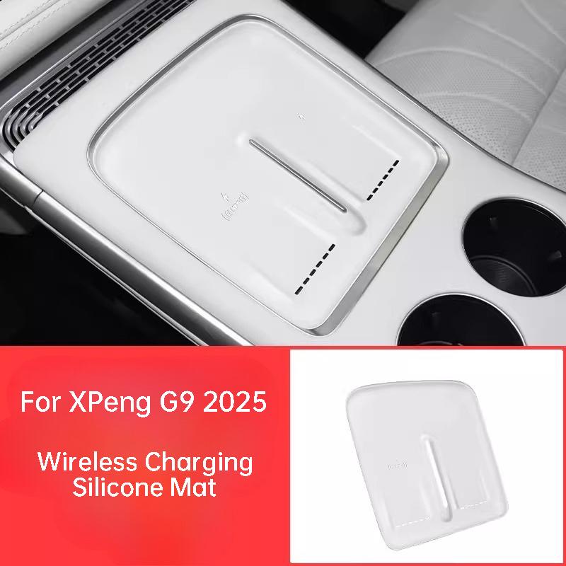 Для XPeng G9 2024 2025 Автомобильная беспроводная зарядка Силиконовый коврик Пылезащитный Нескользящий Защитная панель зарядки Аксессуары для интерьера