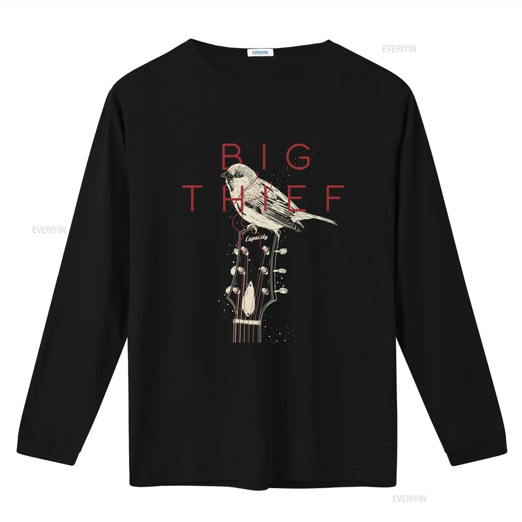 Vintage Indie Rock Big Thief Bird Guitar Line Art Print Casual T Shirt vintage Washed Stylish homme graphic Unisex Slightly