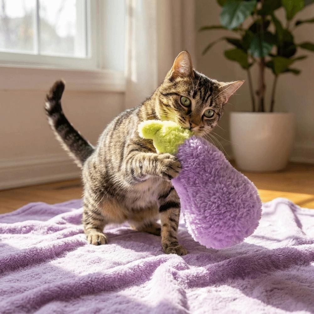 Eggplant Shaped Squeaky Dog Toys Adorable Interactive Cat Toys Cat Teaser Toy Entertainment