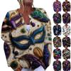 Women's Fashion Festival Printed Long-Sleeved Knitted Cardigan With Button-Front