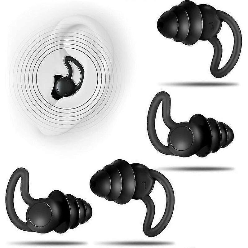 2 Pair of side sleeping silicone ear plugs - reusable and washable hearing protection - ideal for snoring, working, sleeping, traveling