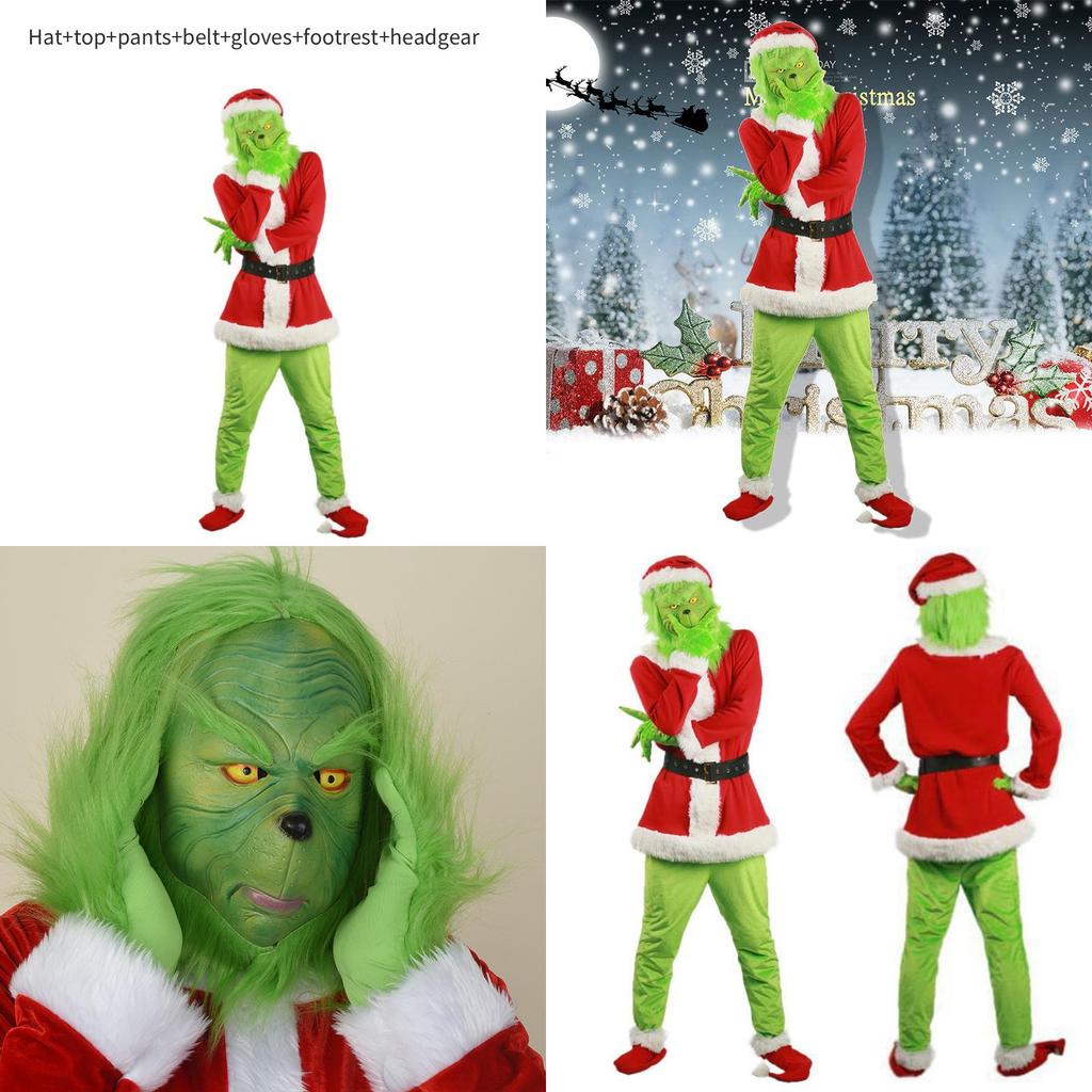 Halloween And Christmas Grinch Stole Christ Cosplay Costume Accessory Set For Party Wear