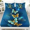 3D Bedding Set Flora Butterflies Birds Printed Fitted Sheets With 1/2 Pillowcases Custom Suitable for Both Boys and Girls Decor