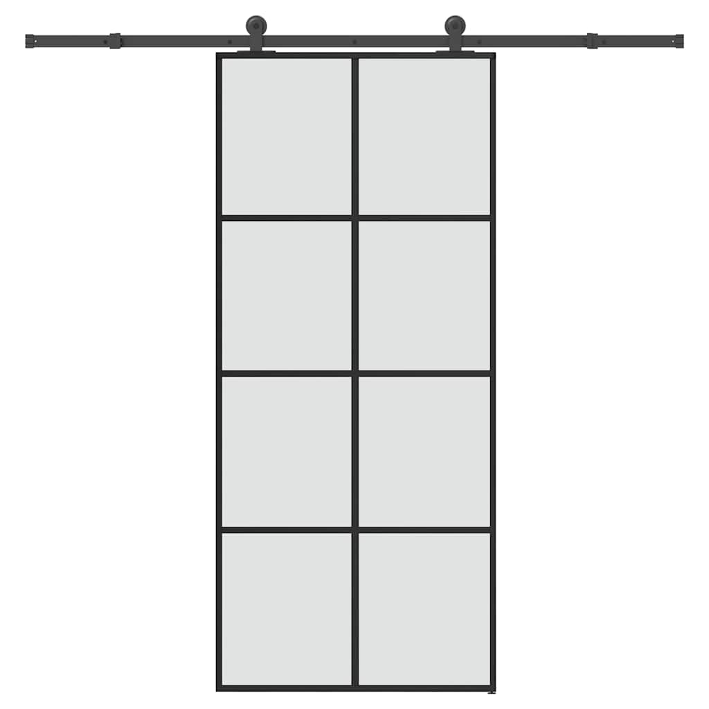 Vidaxl Drzwi Przesuwne Z Osprzętem, 90X205 Cm, Szkło Esg I Aluminium