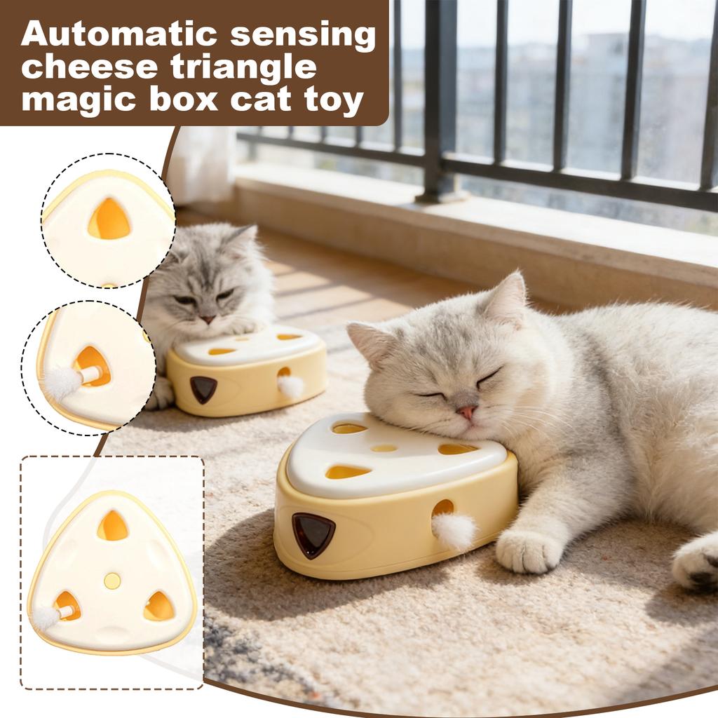 Automatic Interactive Cats Electric Toy: Cheese-Shaped Triangular Puzzle Plaything For Indoor Cats & Multi- Households