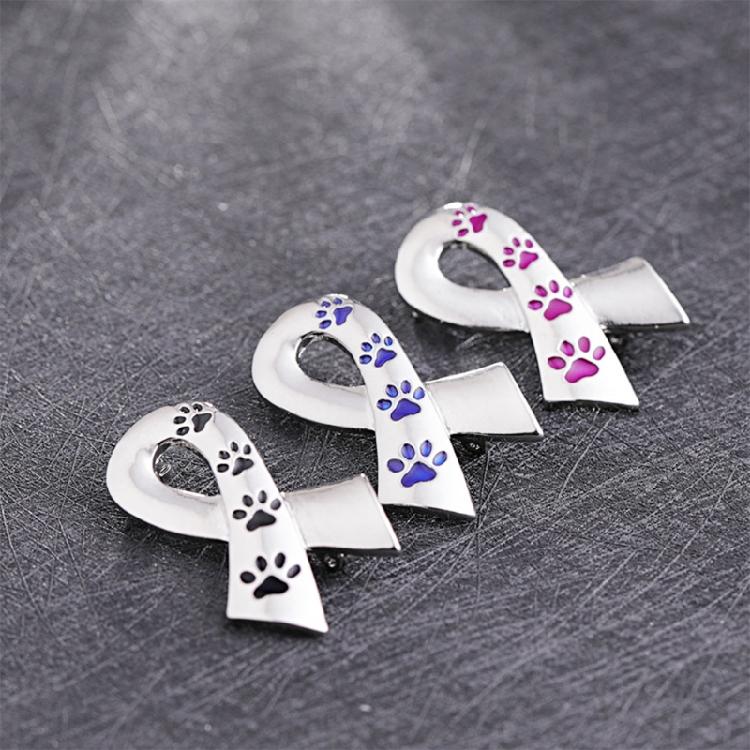 Exquisite Dog Paw Print Ribbon Brooch Pin Fundraiser Campaign Events Breastpin