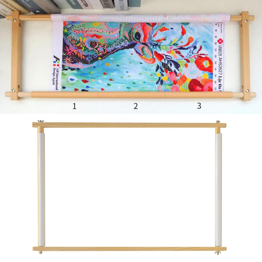 Wood Tapestry Scroll Embroidery Frame Cross Stitch DIY Crafts Sewing Tools 39x48cm